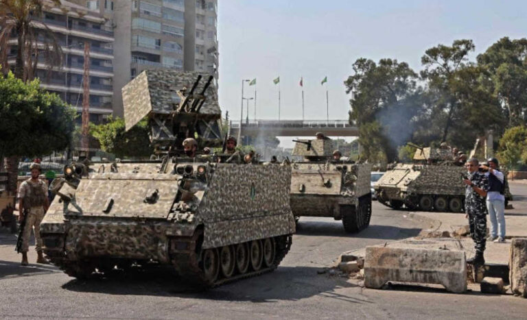 WATCH: Troops fire from armored vehicles as Beirut descends into chaos