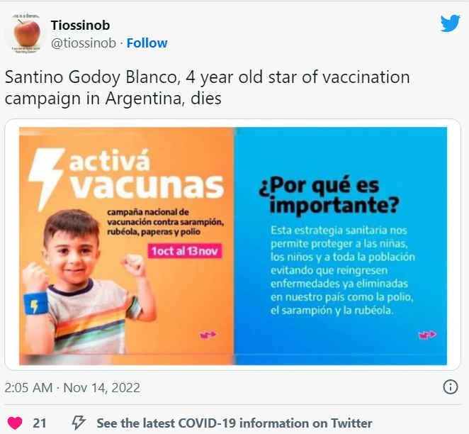 Santino Godoy Blanco news