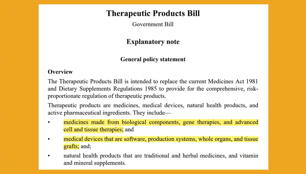 Therapeutic Products Bill news.