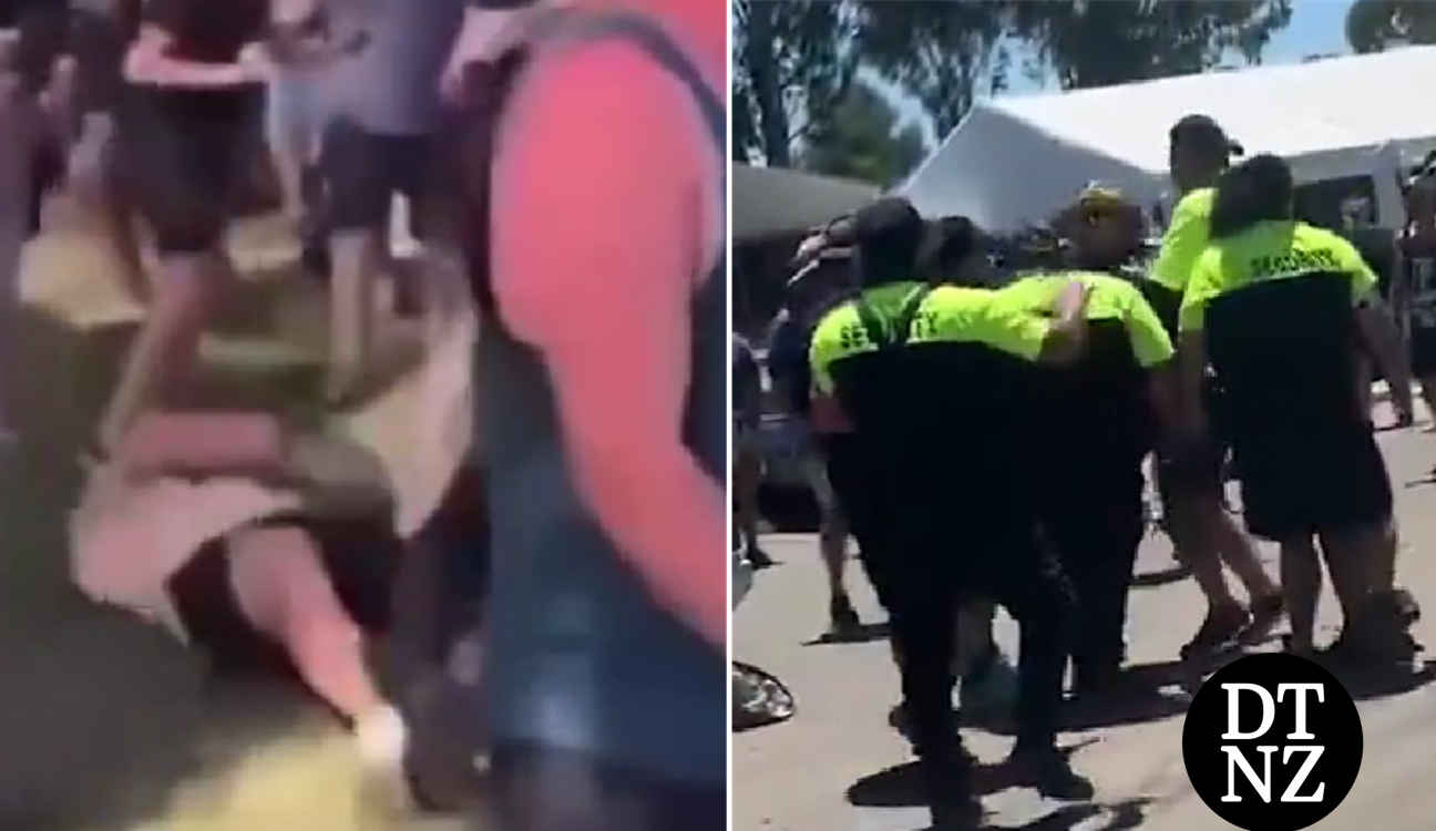 Watch Brawl erupts between bouncers and patrons at Canberra music