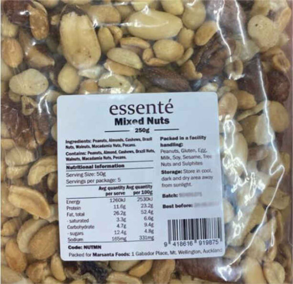 Essente Mixed Nuts recalled due to undeclared hazelnut allergen - Daily ...