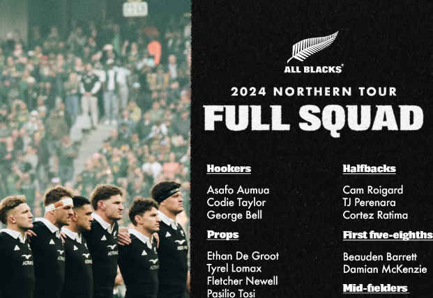 All Blacks Squad For Northern Tour Announced Daily Telegraph Nz