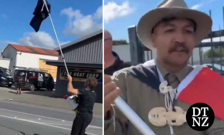 NZ flag bearer arrested after being accosted by Hikoi member