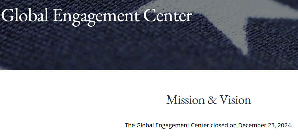 Global Engagement Center closure news