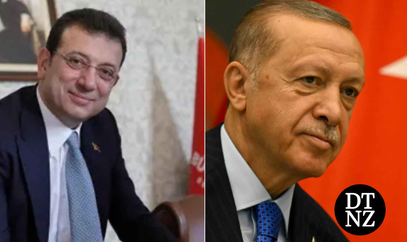 Ekrem Imamoglu (L), Recep Erdogan (R).