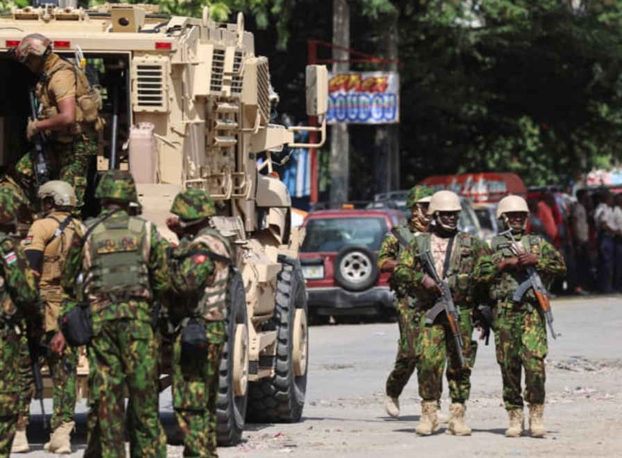 FILE PHOTO. Kenyan Police unit on patrol in Haiti. Image - @HaitiInfoProj, X.