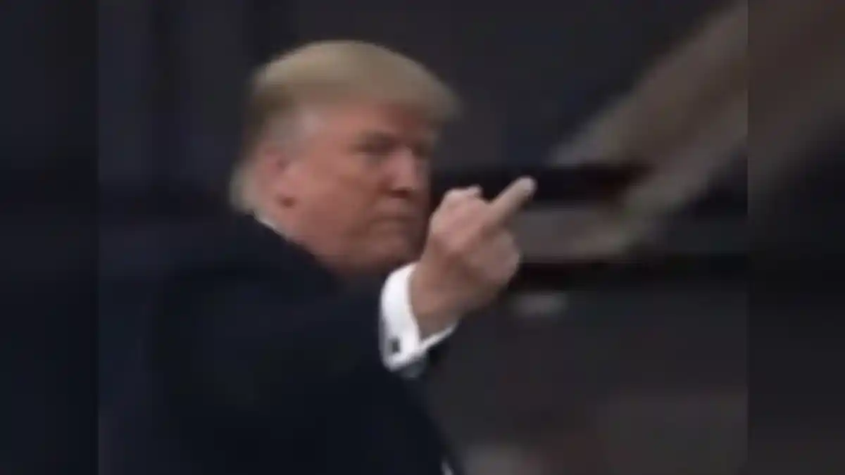 Trump makes obscene gesture towards Ford worker
