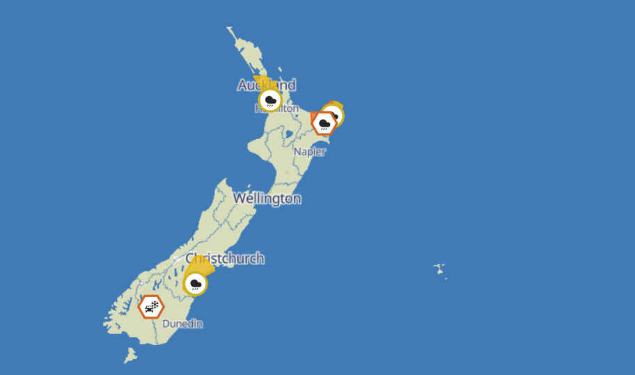 Heavy rain warnings issued for parts of NZ 1 Heavy rain warnings