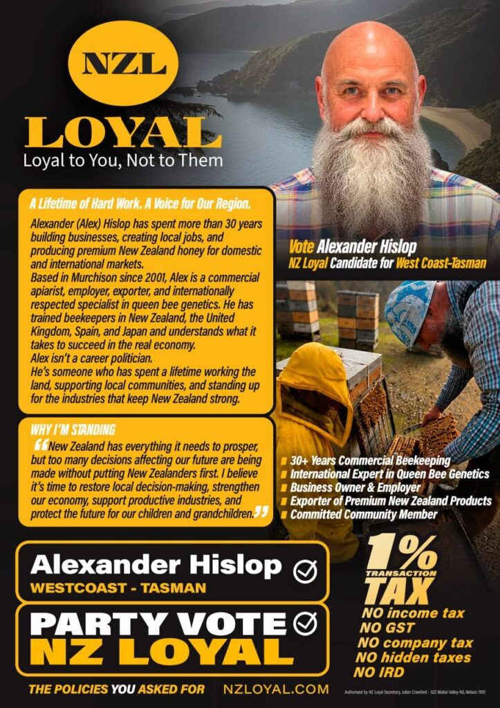 NZ Loyal names West Coast-Tasman candidate 1 West Coast political news