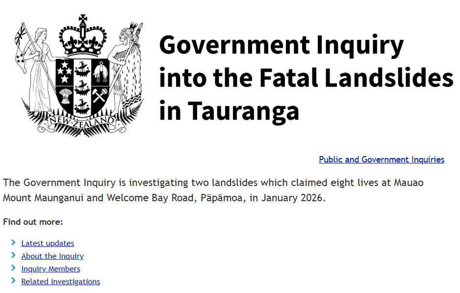 Tauranga Landslides Inquiry delayed until February 2027 1 Tauranga Inquiry news
